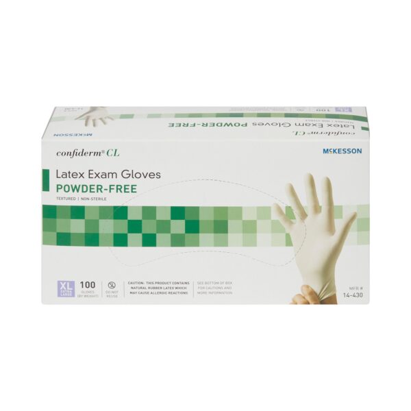 McKesson Confiderm X-Large Non-Sterile Latex Exam Gloves with Textured Fingertips - Ivory, Standard Cuff - Image 5