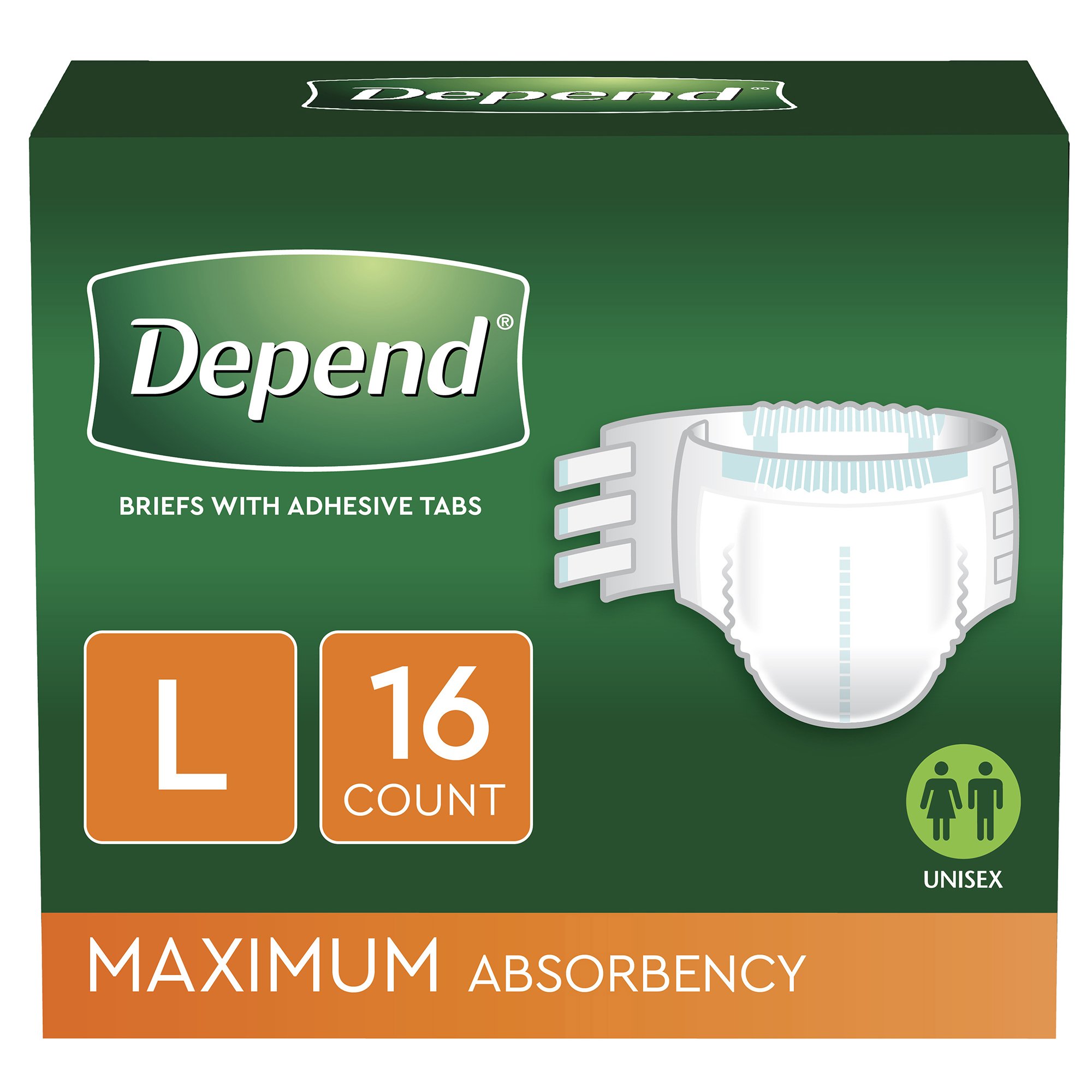 Depend Unisex Adult Incontinence Brief Large - Heavy Absorbency, Part 35458