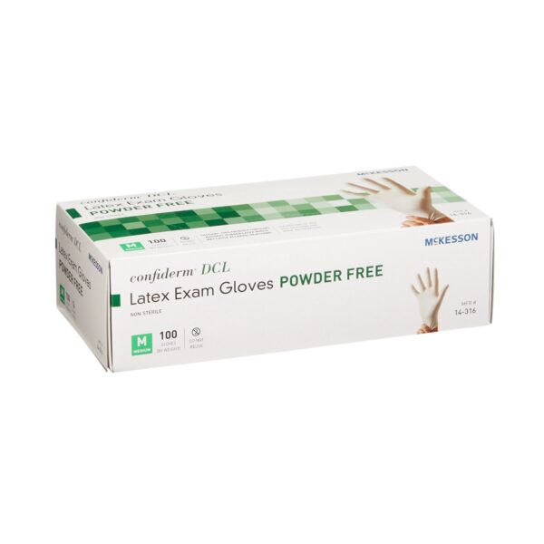 McKesson Confiderm Medium Non-Sterile Latex Exam Gloves with Standard Cuff and Beaded Design - Image 6