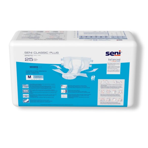 Seni Classic Plus Medium Disposable Incontinence Brief by Seni * Moderate Absorbency, Unisex Adult Incontinence Protection - Image 8