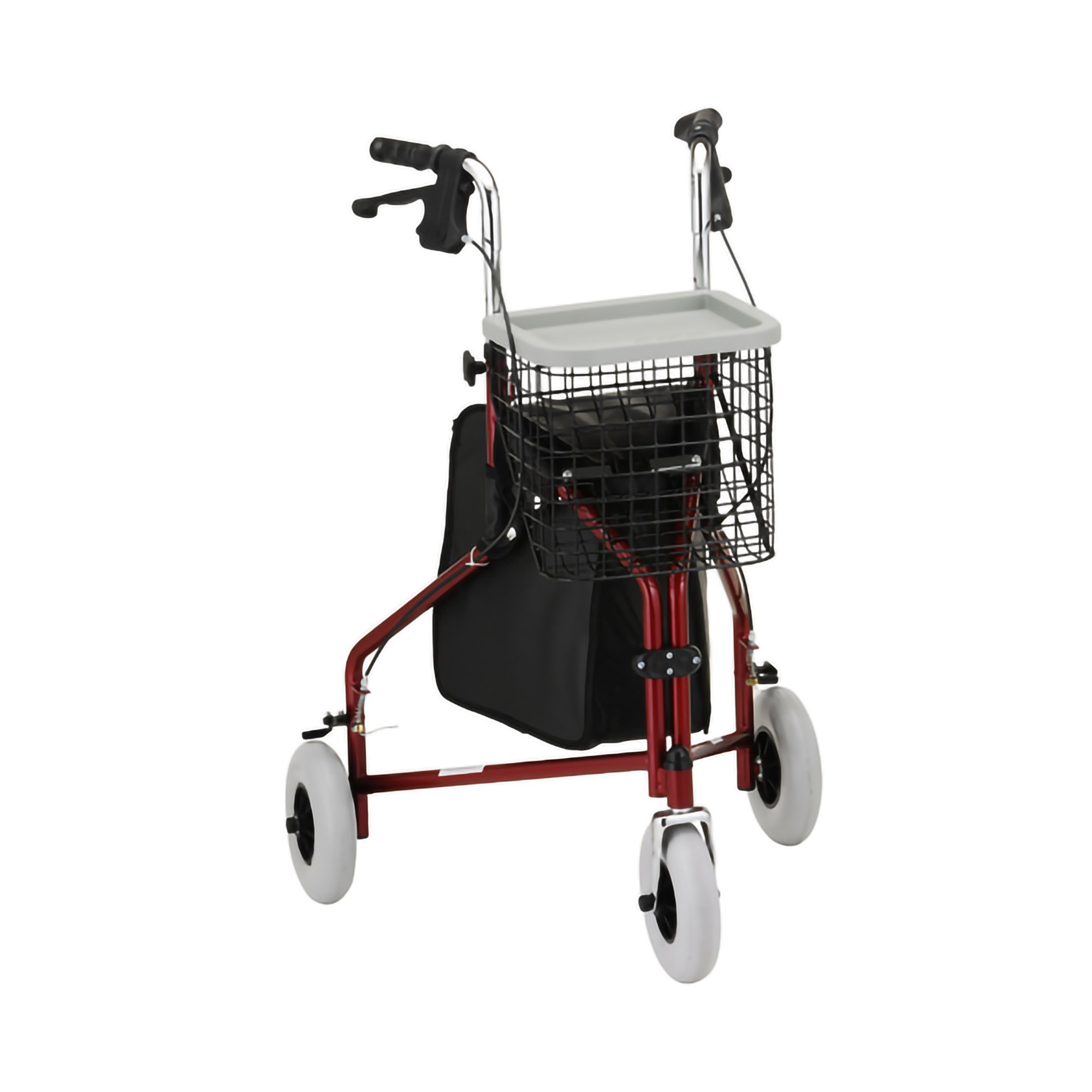 3 Wheel Rollator Traveler Red by Brand * Adjustable Height Folding Aluminum Frame, 250 lb Capacity