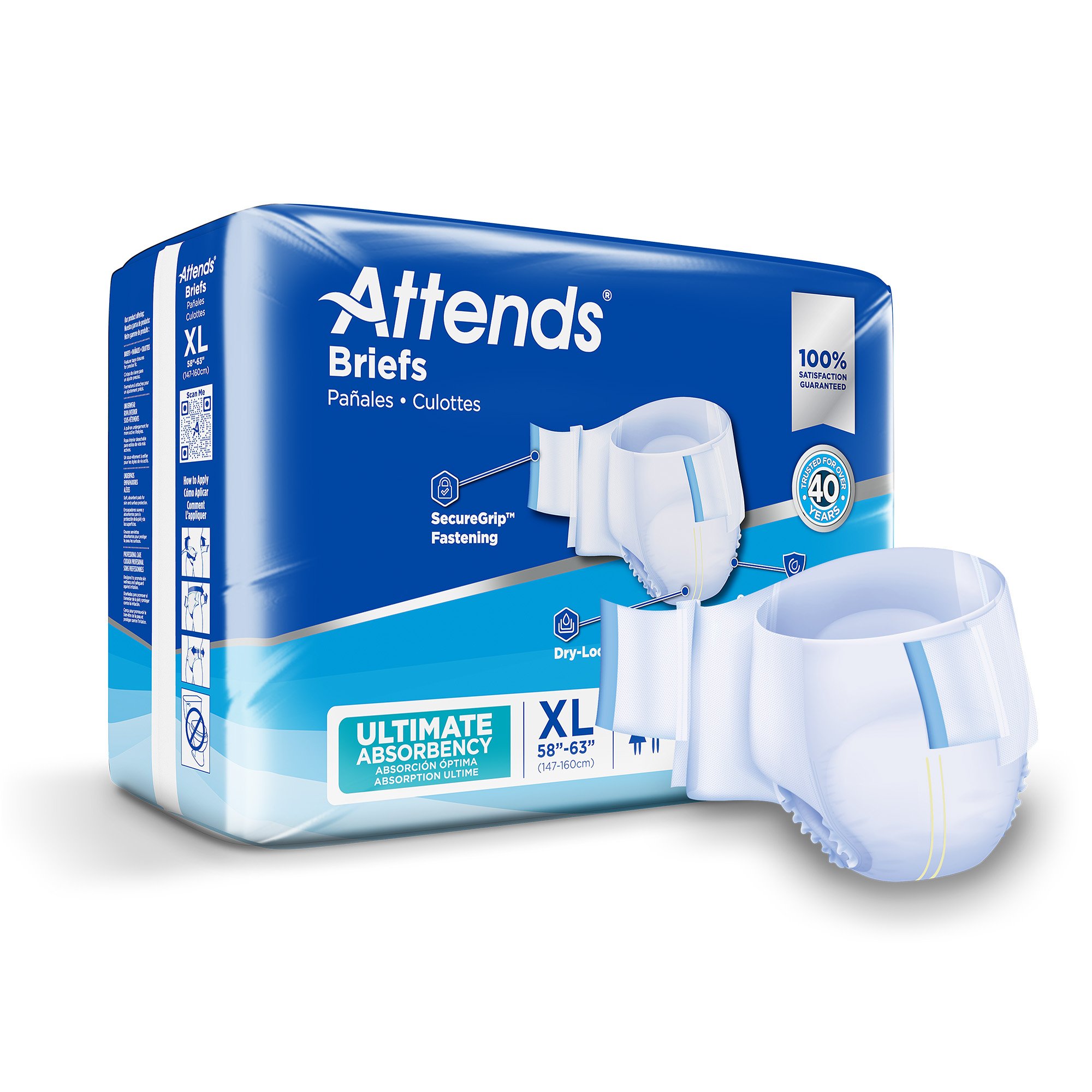 Attends Advanced Unisex Adult Incontinence Brief X-Large - Heavy Absorbency, Part Number DDC40