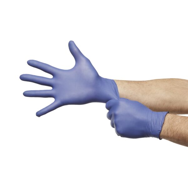 McKesson Confiderm LDC Large Nitrile Exam Gloves * Chemo & Fentanyl Tested, Fully Textured, Blue - Image 7