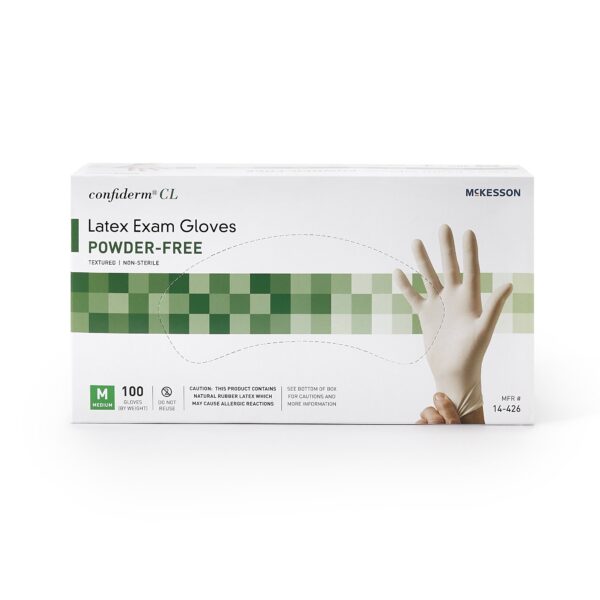 McKesson Confiderm Medium Non-Sterile Latex Exam Gloves with Textured Fingertips, Ivory - Image 5