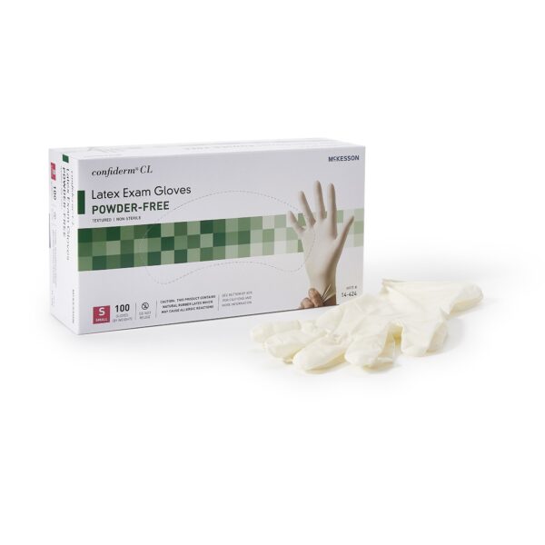 McKesson Confiderm Small Non-Sterile Latex Exam Gloves with Textured Fingertips