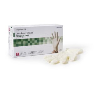 McKesson Confiderm Small Latex Exam Gloves - Ivory, Standard Cuff with Textured Fingertips