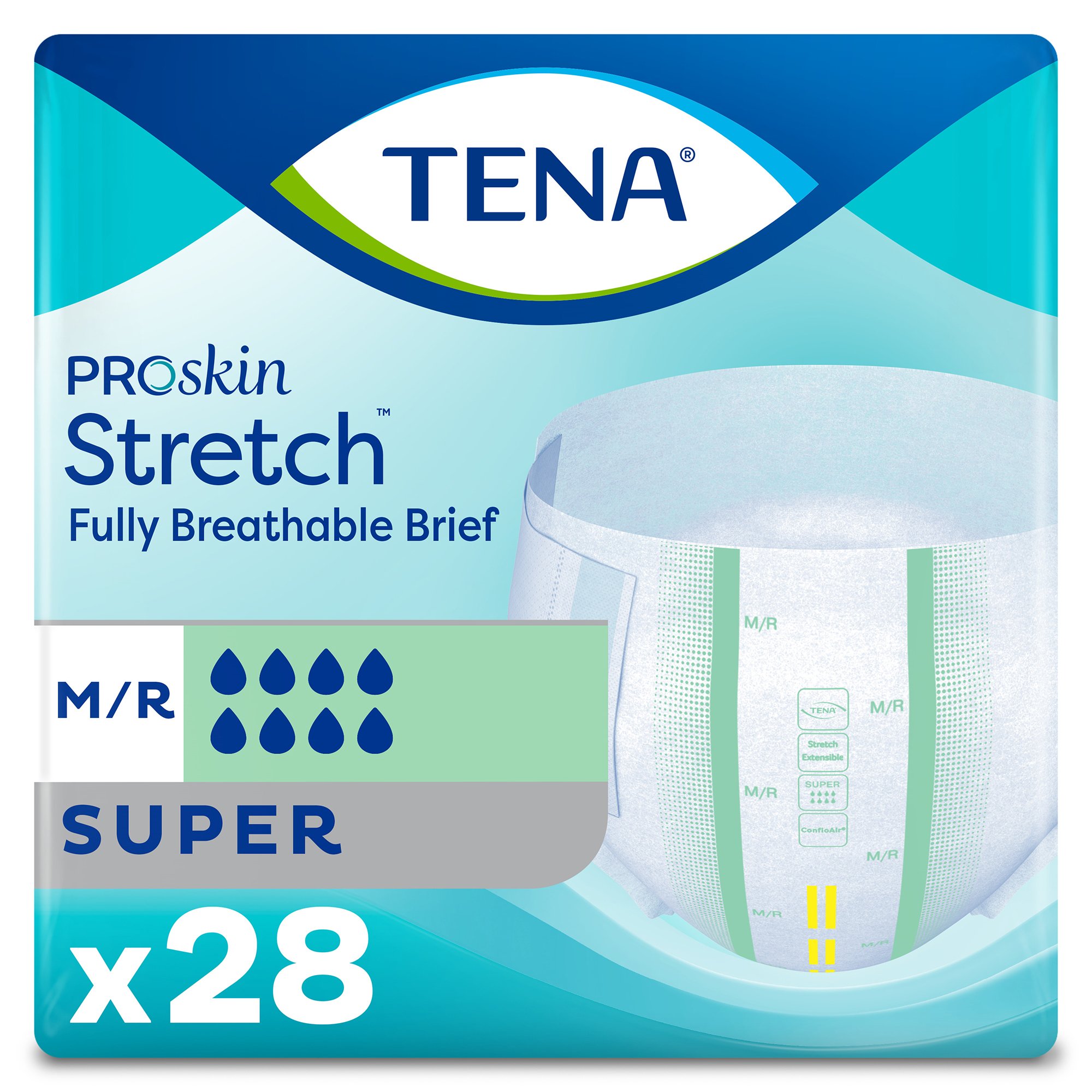 TENA ProSkin Stretch Super Medium Unisex Incontinence Brief - Heavy Absorbency with Triple Protection