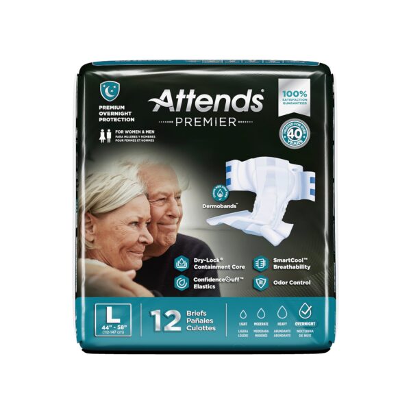 Attends Premier Large Disposable Heavy Absorbency Unisex Adult Incontinence Brief - Part Number ALI-BR30 - Image 2