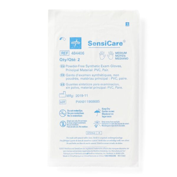 SensiCare Medium Exam Gloves by Brand - Sterile Stretch Vinyl with Standard Cuff - Image 6