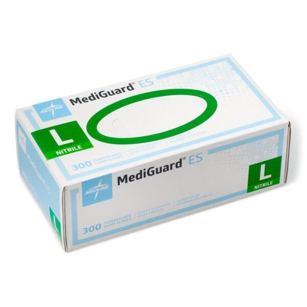 Medline MediGuard ES Large Nitrile Exam Gloves - Textured Fingertips, Blue, Non-Sterile - Image 2