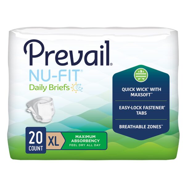 Prevail Nu-Fit Unisex Adult Incontinence Brief X-Large Disposable Heavy Absorbency - Part NU-014/2