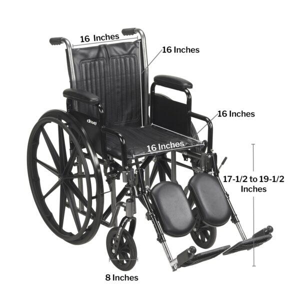 McKesson Dual Axle Wheelchair with Desk-Length Arms and Swing-Away Footrests * 16-inch Seat Width, Black Upholstery, 250 lbs Capacity - Image 3