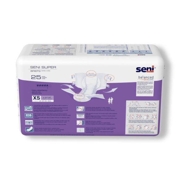 Seni Super X-Small Unisex Adult Incontinence Brief with Heavy Absorbency - Part Number S-XS25-BS1 - Image 8