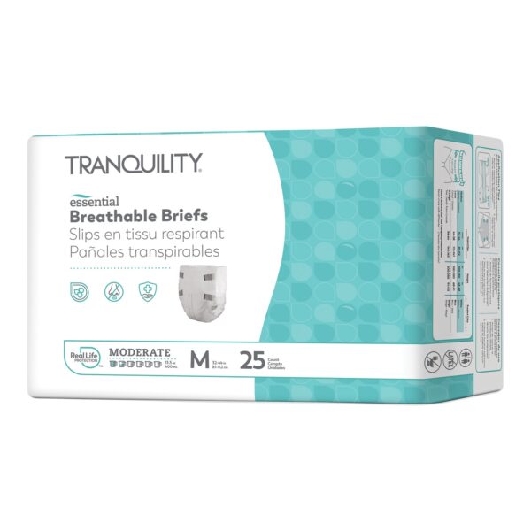 Tranquility Essential Medium Unisex Incontinence Brief with Moderate Absorbency - Part No. 2965-100