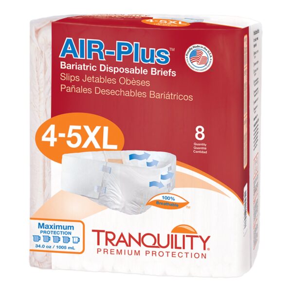 Tranquility AIR-Plus Bariatric Adult Incontinence Brief - 4X to 5X Large, Heavy Absorbency, Microfiber Outer Layer
