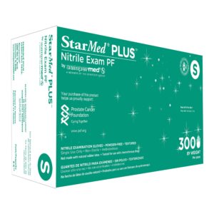 StarMed Plus Small Blue Nitrile Exam Gloves * Chemo Tested, Powder-Free, Textured Fingertips