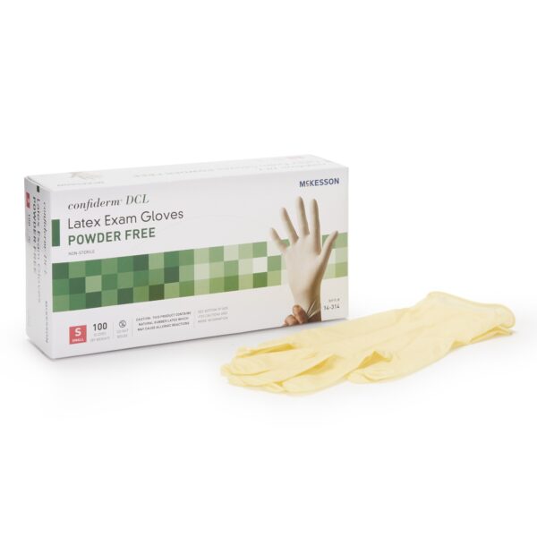 McKesson Confiderm Small NonSterile Latex Exam Gloves with Standard Cuff and Beaded Design