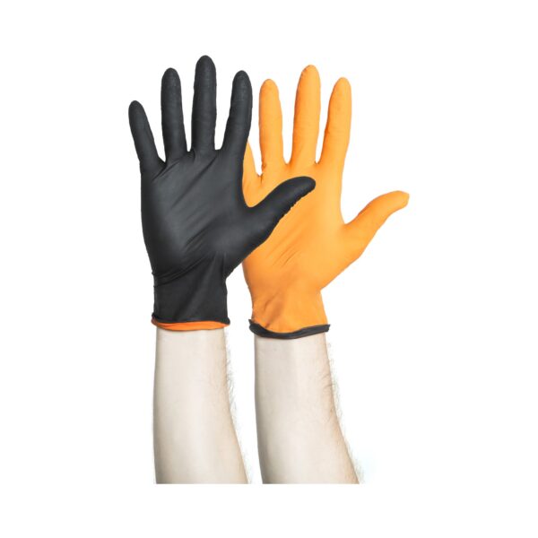 Black-Fire Medium Non-Sterile Nitrile Exam Gloves with Reversible High-Visibility Option - Part No. 44757