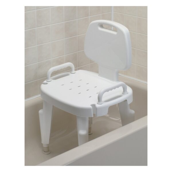 Maddak Bath Bench with Removable Arms and Backrest - 17 Inch Seat Width, Plastic Frame, Supports Up to 350 lbs - Image 2