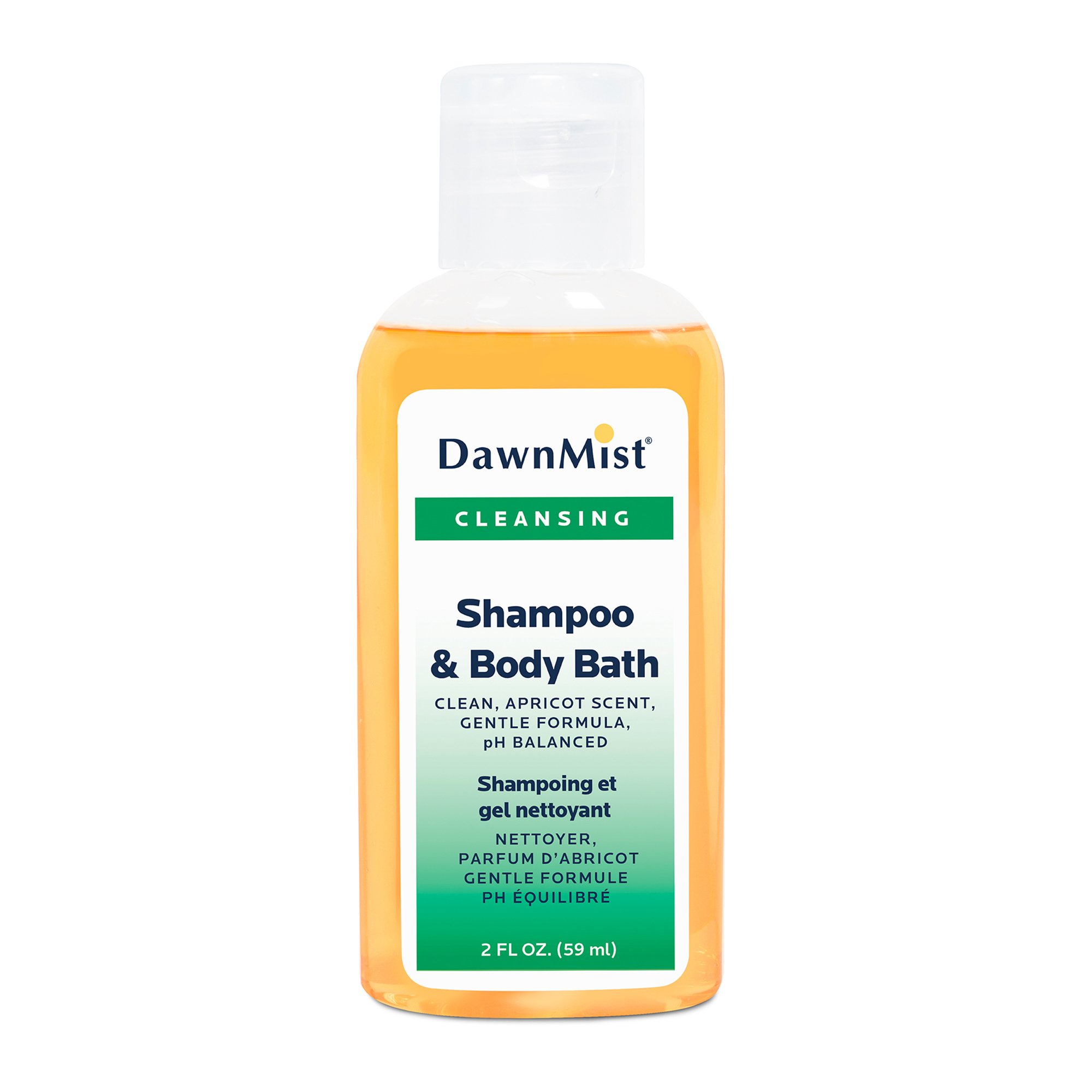 DawnMist Shampoo and Body Wash 2 oz. Flip Top Bottle with Apricot Scent