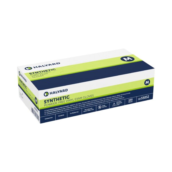 Halyard Exam Glove Medium Non-Sterile Vinyl Standard Cuff, Clear, Smooth Finish - Image 3