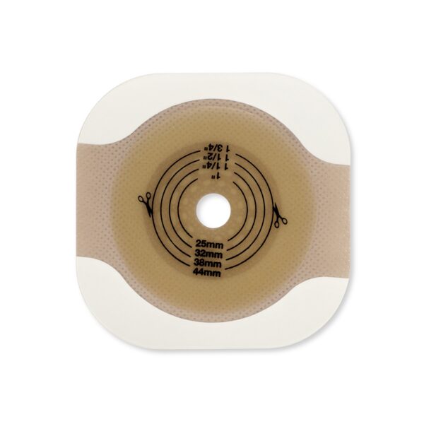 New Image Flat CeraPlus Ostomy Barrier with Precut Extended Wear Adhesive Tape Borders - 1-3/4 Inch Flange, Green - Image 3