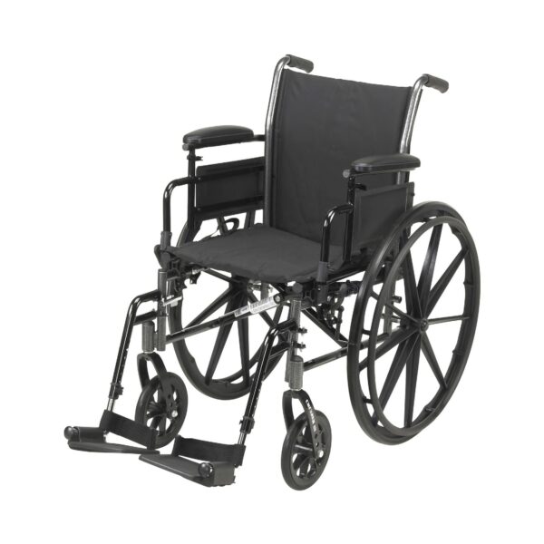 McKesson Lightweight Manual Wheelchair with 20-Inch Seat Width * Dual Axle, Swing-Away Footrests, Black Upholstery - Image 2