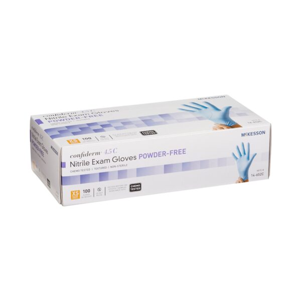 McKesson Confiderm 4.5C X-Small Nitrile Exam Gloves with Beaded Cuffs and Textured Fingertips - Image 7