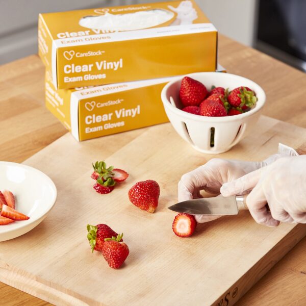 CareStock Small NonSterile Vinyl Exam Gloves - Clear, Standard Cuff, Smooth Finish - Image 4