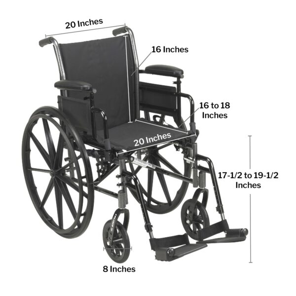 McKesson Lightweight Manual Wheelchair with 20-Inch Seat Width * Dual Axle, Swing-Away Footrests, Black Upholstery - Image 5