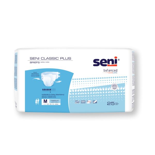 Seni Classic Plus Medium Disposable Incontinence Brief by Seni * Moderate Absorbency, Unisex Adult Incontinence Protection