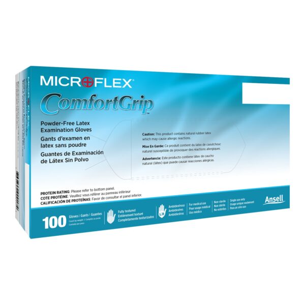 ComfortGrip Large Non-Sterile Latex Exam Gloves by CFG * Fully Textured, Standard Cuff, Natural Color