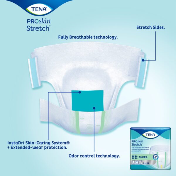 TENA ProSkin Stretch Super Medium Unisex Incontinence Brief - Heavy Absorbency with Triple Protection - Image 7
