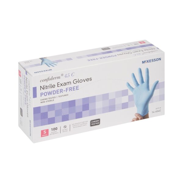 McKesson Confiderm 4.5C Small Nitrile Exam Gloves with Beaded Cuffs and Textured Fingertips - Image 7