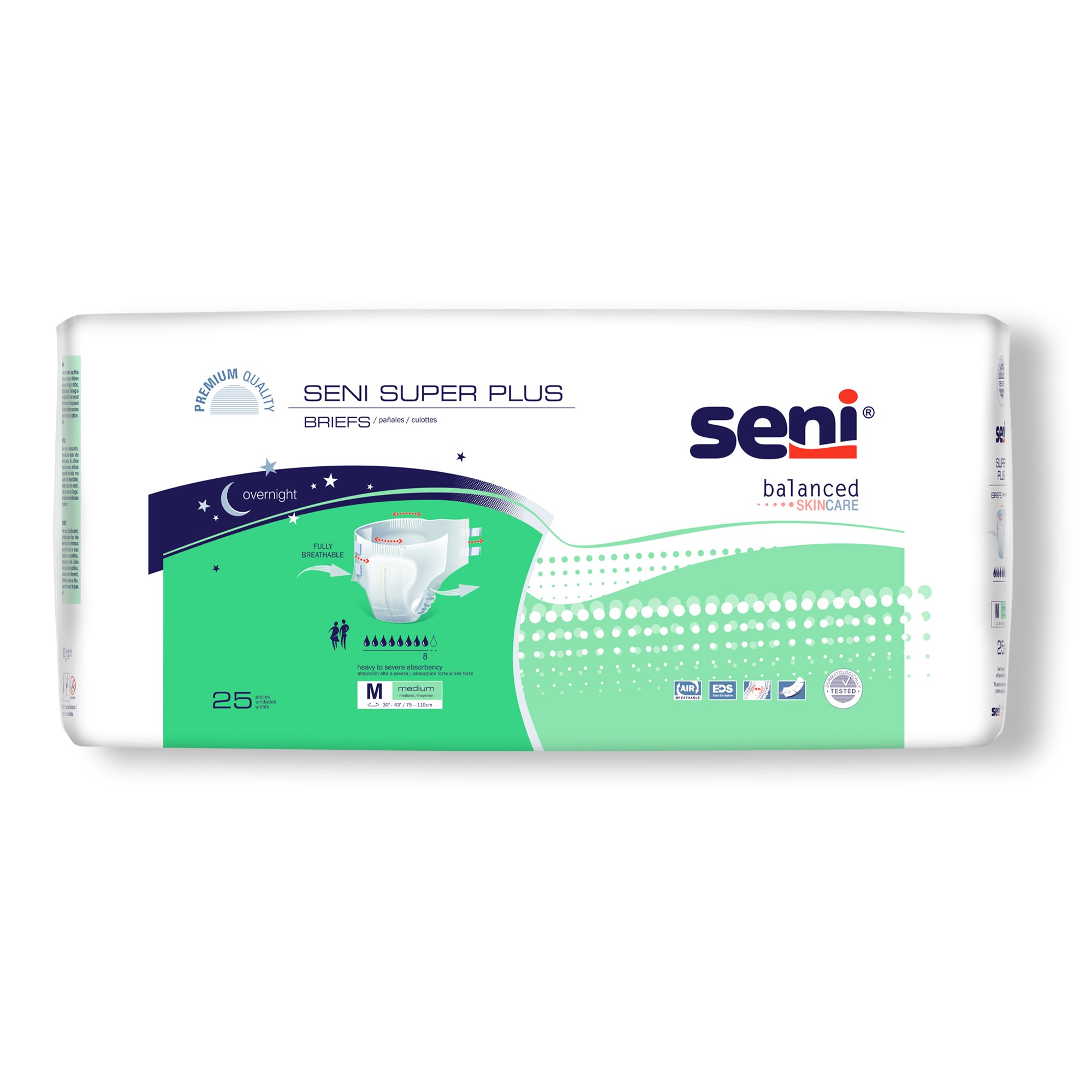 Seni Super Plus Medium Unisex Adult Incontinence Brief with Heavy Absorbency * Part Number S-ME25-BP1