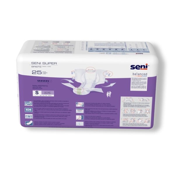 Seni Super Small Unisex Adult Incontinence Brief with Heavy Absorbency - Part Number S-SM25-BS1 - Image 8
