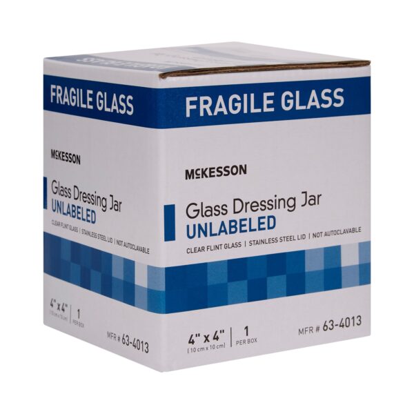 McKesson Sundry Jar 4 x 4 Inch Clear Glass with Stainless Steel Lids, Set of 6 - Part 63-4013 - Image 2