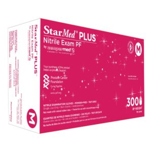StarMed Plus Medium Blue Nitrile Exam Glove with Textured Fingertips, USP 800 Compliant, Fentanyl Tested