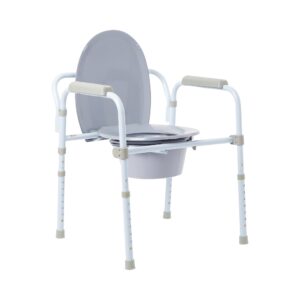 McKesson 3-in-1 Commode with Steel Frame and Adjustable Height - Fixed Arms, 13-3/4 Inch Seat Width, Supports Up to 350 lbs