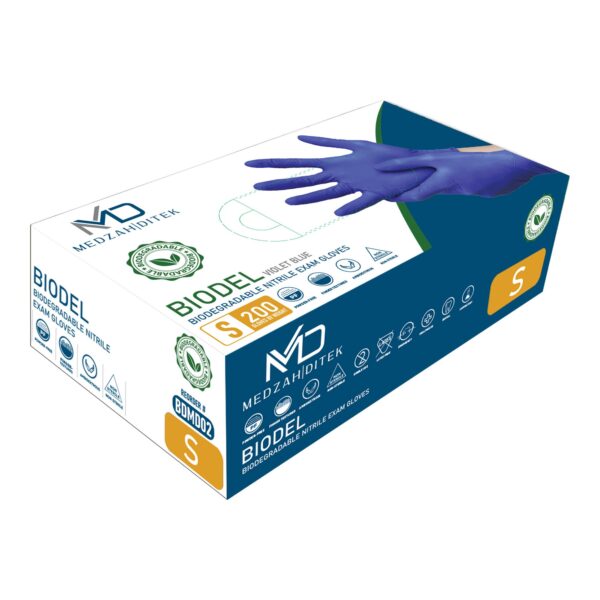 BIODEL Small Nitrile Exam Gloves with Textured Fingertips - Blue, Chemo & Fentanyl Tested, Part Number BDMD02