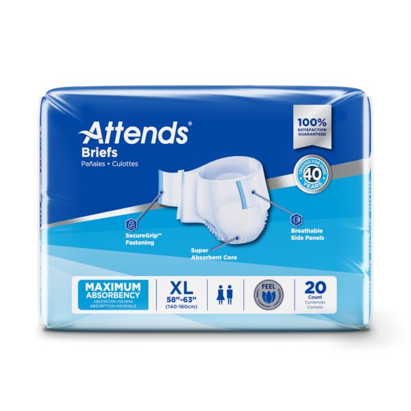 Attends DDA40 X-Large Unisex Heavy Absorbency Incontinence Brief with SecureGrip Fastening - Image 3