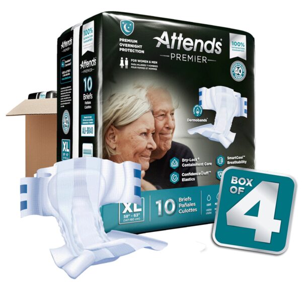 Attends Premier X-Large Unisex Disposable Incontinence Brief (Part Number: ALI-BR40) - Image 7