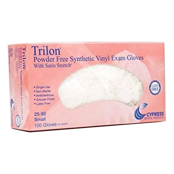 Trilon Small Vinyl Exam Gloves - NonSterile, Smooth Finish, Clear, Ambidextrous - Image 2
