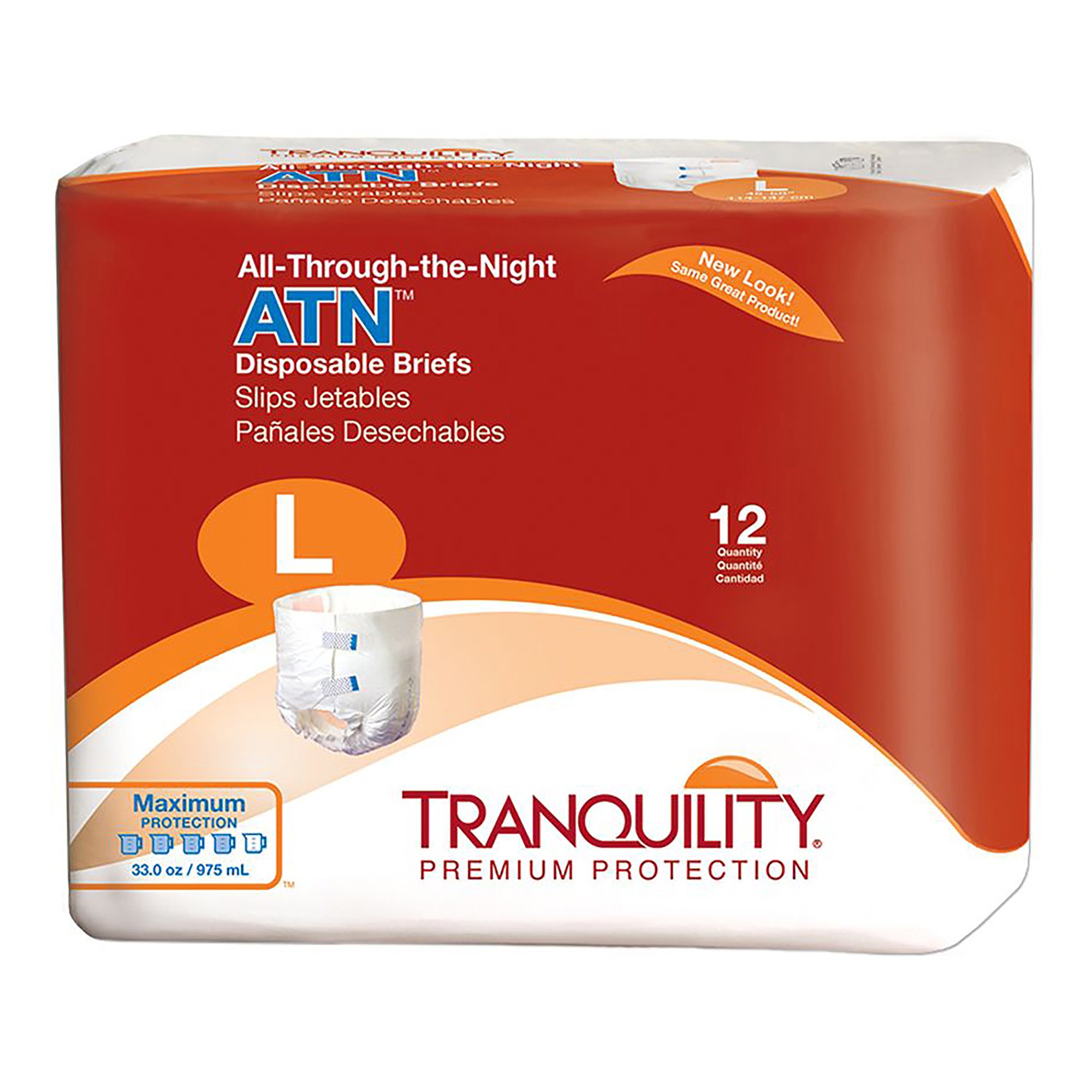Tranquility ATN Large Unisex Adult Incontinence Brief with Heavy Absorbency * Part 2186