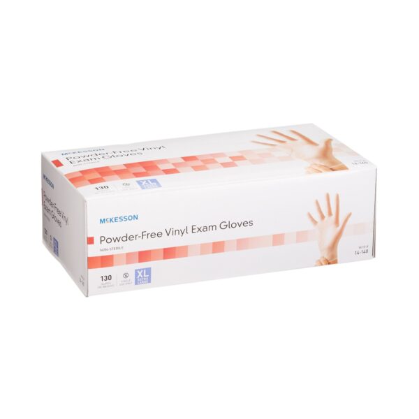 McKesson X-Large Powder-Free Vinyl Exam Gloves - Clear, Standard Cuff, Non-Sterile - Image 6
