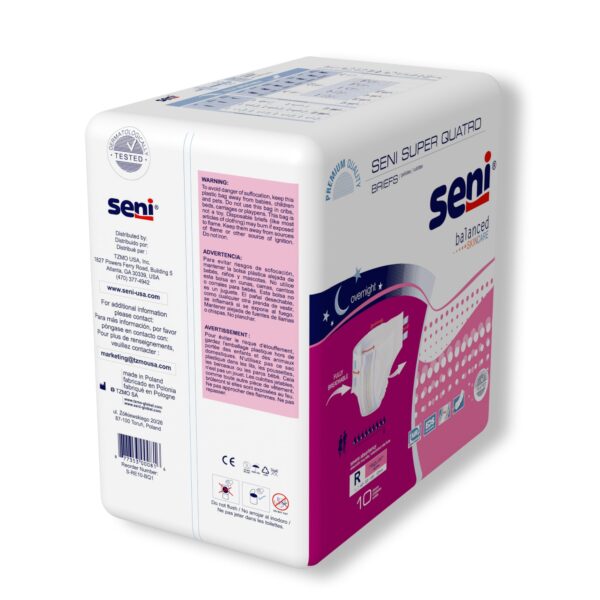 Seni Super Quatro Regular Disposable Heavy Absorbency Incontinence Brief - Unisex Adult, Part Number S-RE10-BQ1 - Image 7