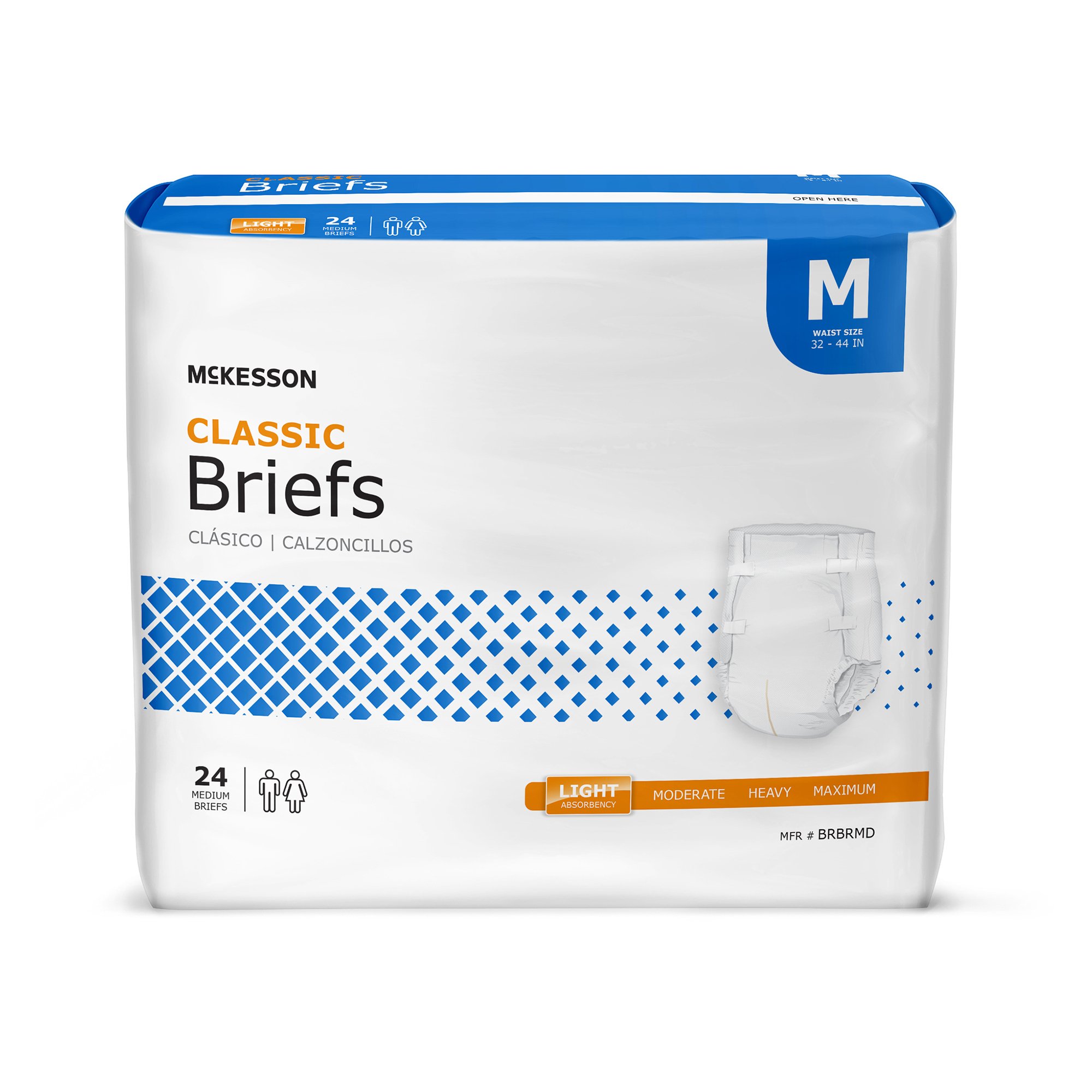McKesson Classic Unisex Adult Incontinence Brief, Medium, Light Absorbency - Part #BRBRMD