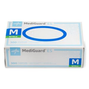Medline MediGuard ES MG3002 Medium Non-Sterile Nitrile Exam Gloves with Textured Fingertips, Blue