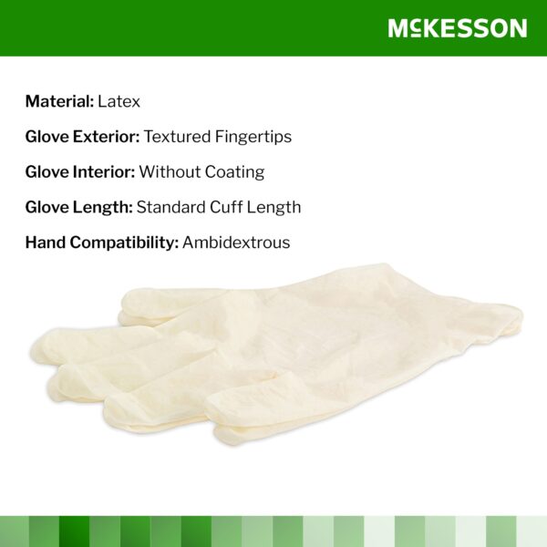 McKesson Confiderm Medium NonSterile Latex Exam Gloves with Textured Fingertips and Standard Cuff - Image 3