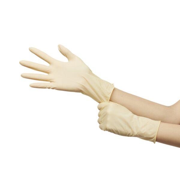 McKesson Confiderm Large Non-Sterile Latex Exam Gloves - Smooth Ivory, Standard Cuff, Beaded Edge - Image 7